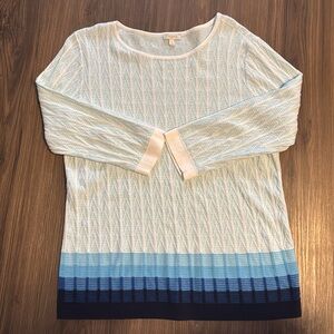 Talbots Blue Colorblock Knit Pullover Sweater Women's Size Medium